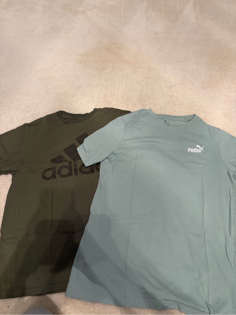 Adidas Golf & Puma Athletic T-Shirt Bundle 2 Pack Olive Mint Medium